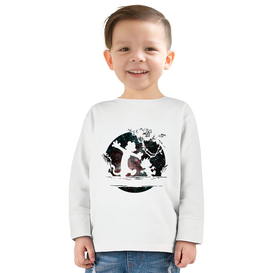 calvin and hobbes galaxy - Calvin And Hobbes Galaxy -  Kids Long Sleeve T-Shirts