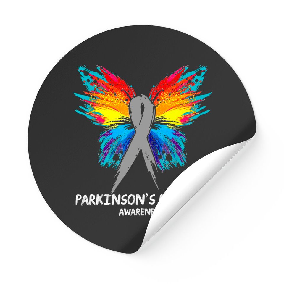 PARKINSON'S DISEASE Awareness butterfly Ribbon - Parkinsons Disease - Stickers