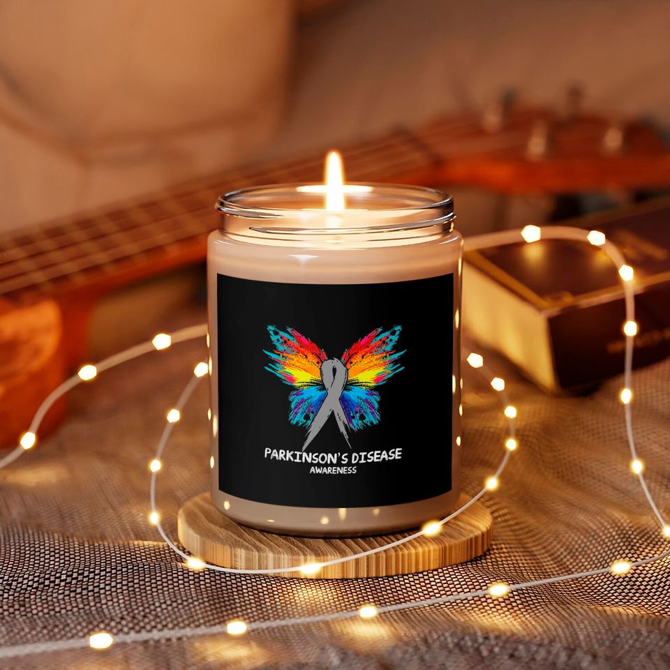PARKINSON'S DISEASE Awareness butterfly Ribbon - Parkinsons Disease - Scented Candles