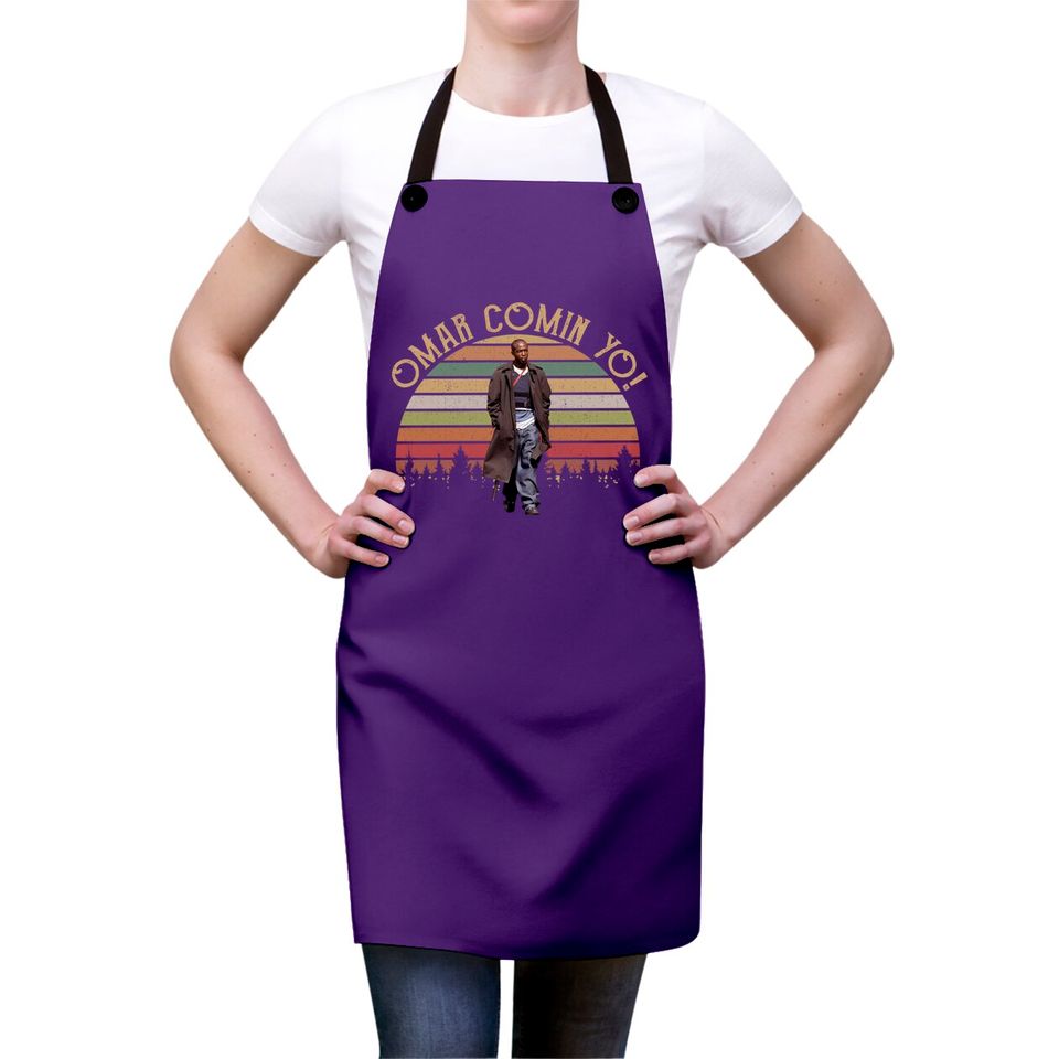 Retro Vintage Omar Coming Yo  Movie Aprons