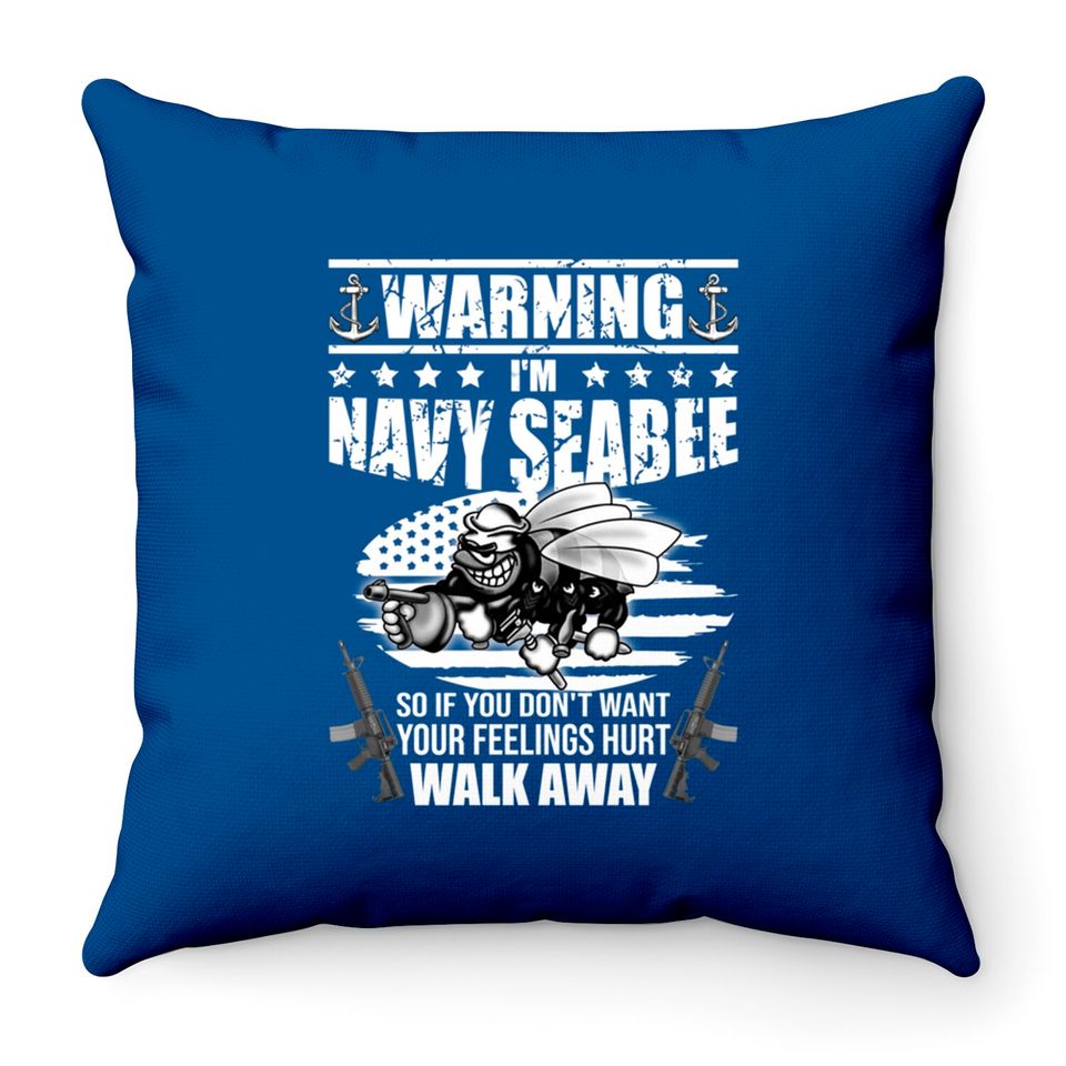Navy Seabee - US Navy Vintage Seabees - Navy - Throw Pillows