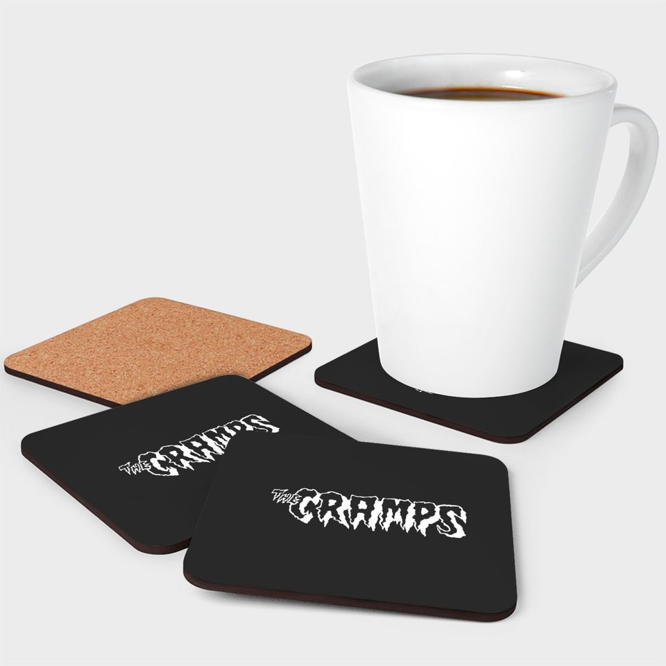 The Cramps Unisex Coasters: Logo - White (Red)
