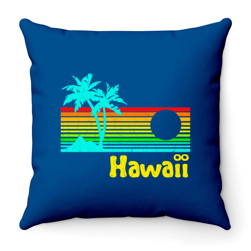 '80s Retro Vintage Hawaii (distressed look) - Hawaii - Throw Pillows