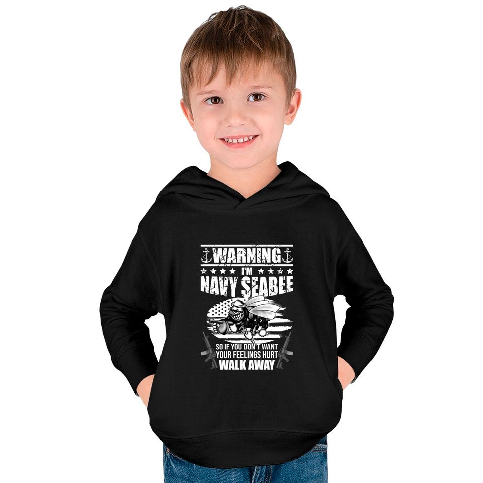 Navy Seabee - US Navy Vintage Seabees - Navy - Kids Pullover Hoodies