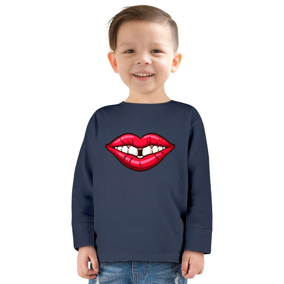Lips, Teeth, and Gap - Teeth And Lips -  Kids Long Sleeve T-Shirts