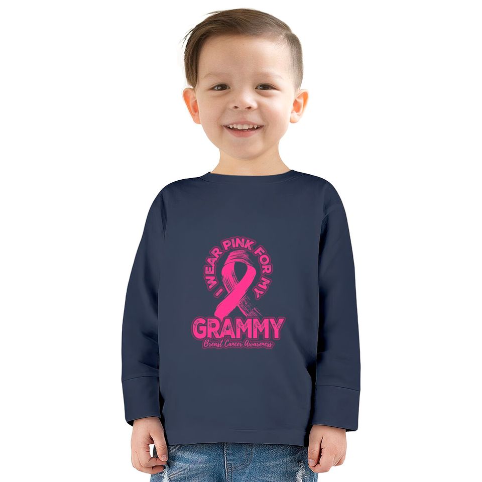 in this family no one fights breast cancer alone - Breast Cancer -  Kids Long Sleeve T-Shirts