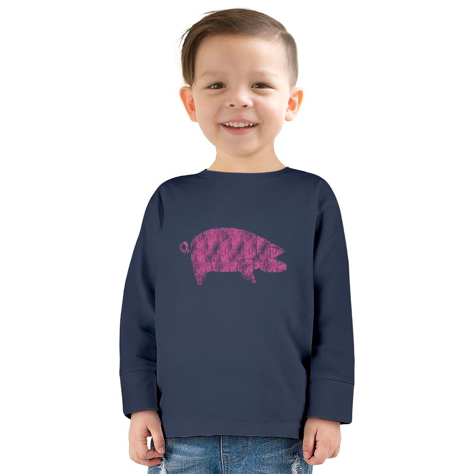 Pink Floyd Animals Pig AWBDG Blue Tee  Kids Long Sleeve T-Shirts
