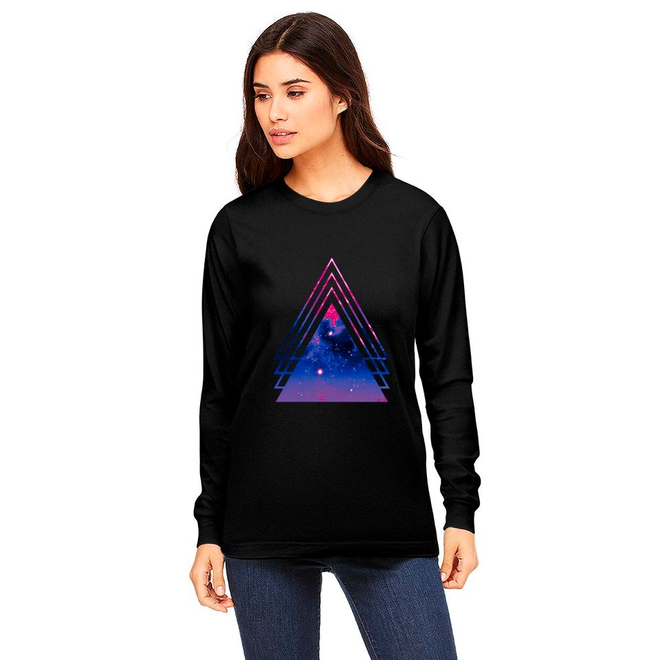 Bi Pride Layered Galaxy Triangles - Bisexual Pride - Long Sleeves