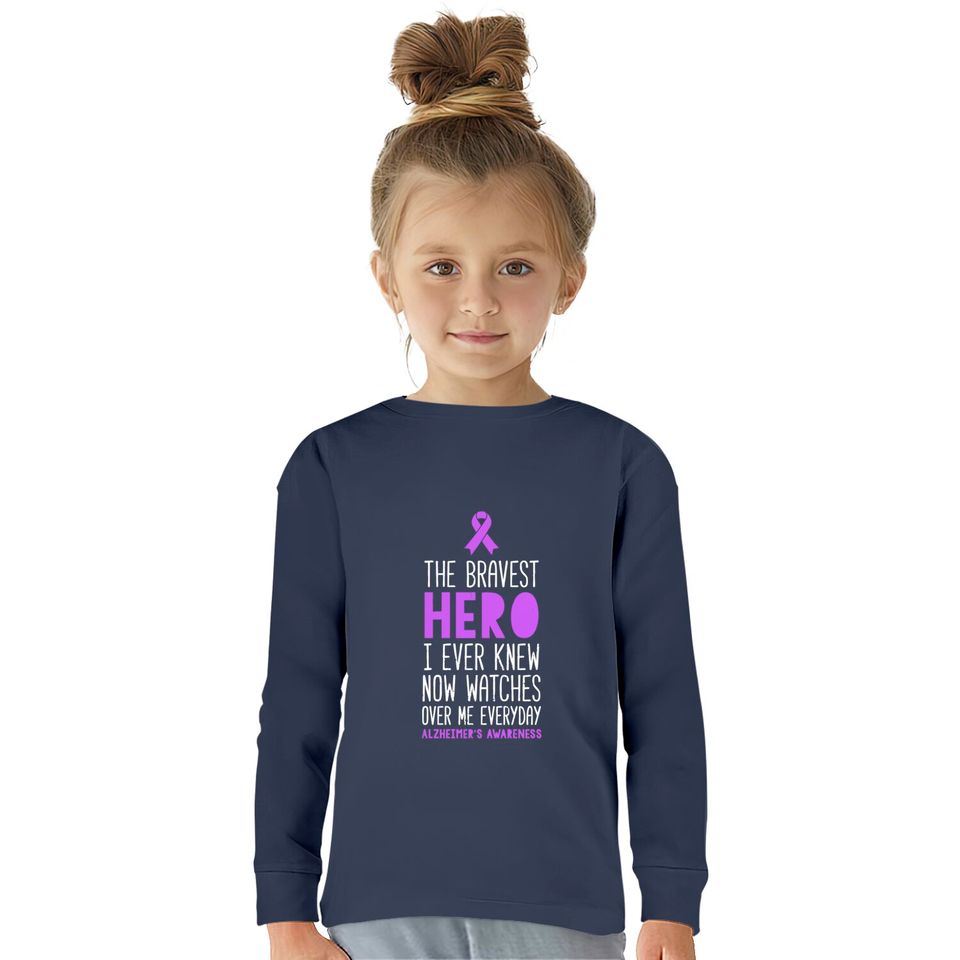 The Bravest Hero Alzheimer'S Awareness - Awareness -  Kids Long Sleeve T-Shirts
