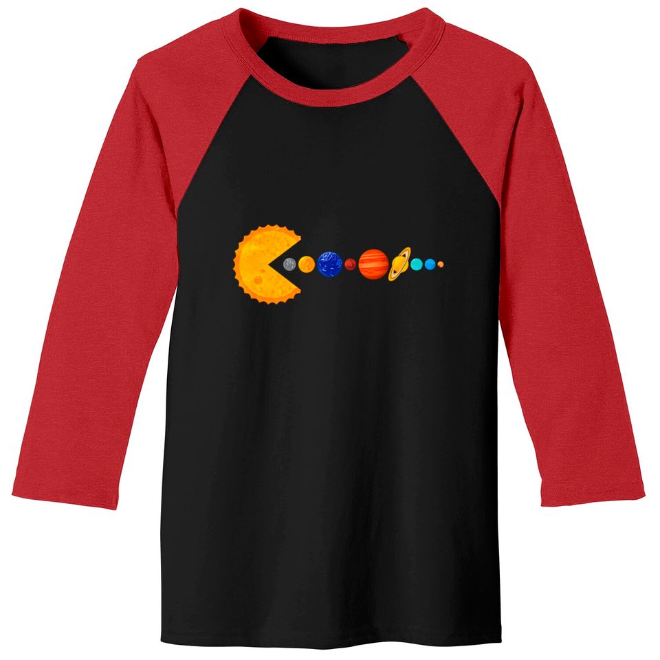 Pacman Eating Planets - Pacman - Baseball Tees