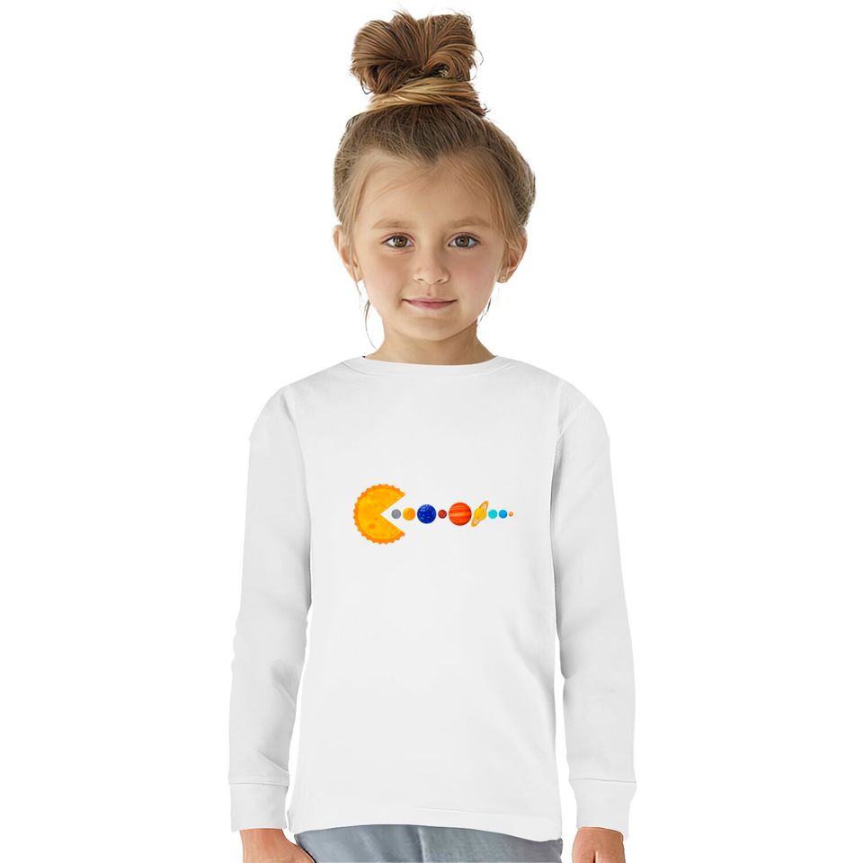 Pacman Eating Planets - Pacman -  Kids Long Sleeve T-Shirts