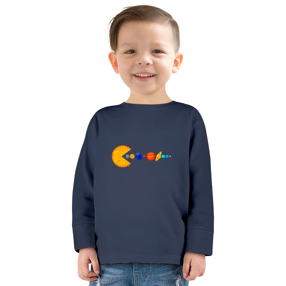 Pacman Eating Planets - Pacman -  Kids Long Sleeve T-Shirts
