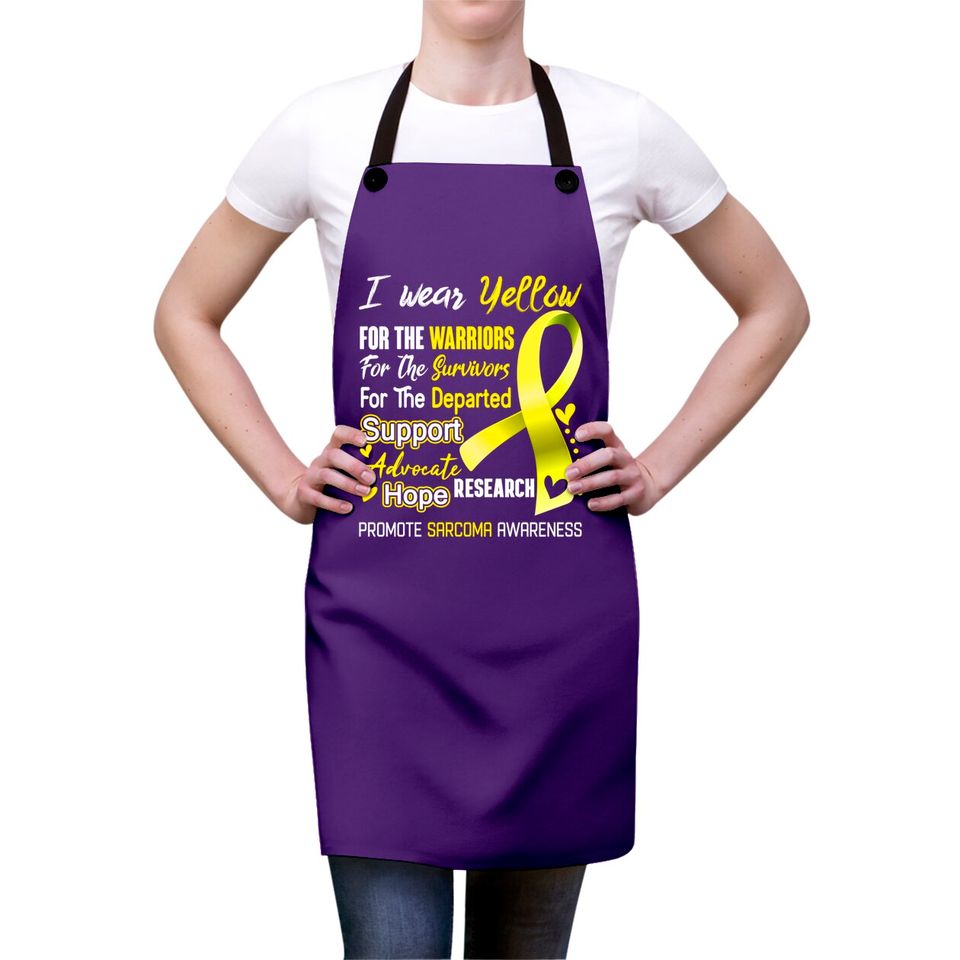 I Wear Yellow For Sarcoma Awareness Support Sarcoma Warrior Gifts - Sarcoma Awareness - Aprons