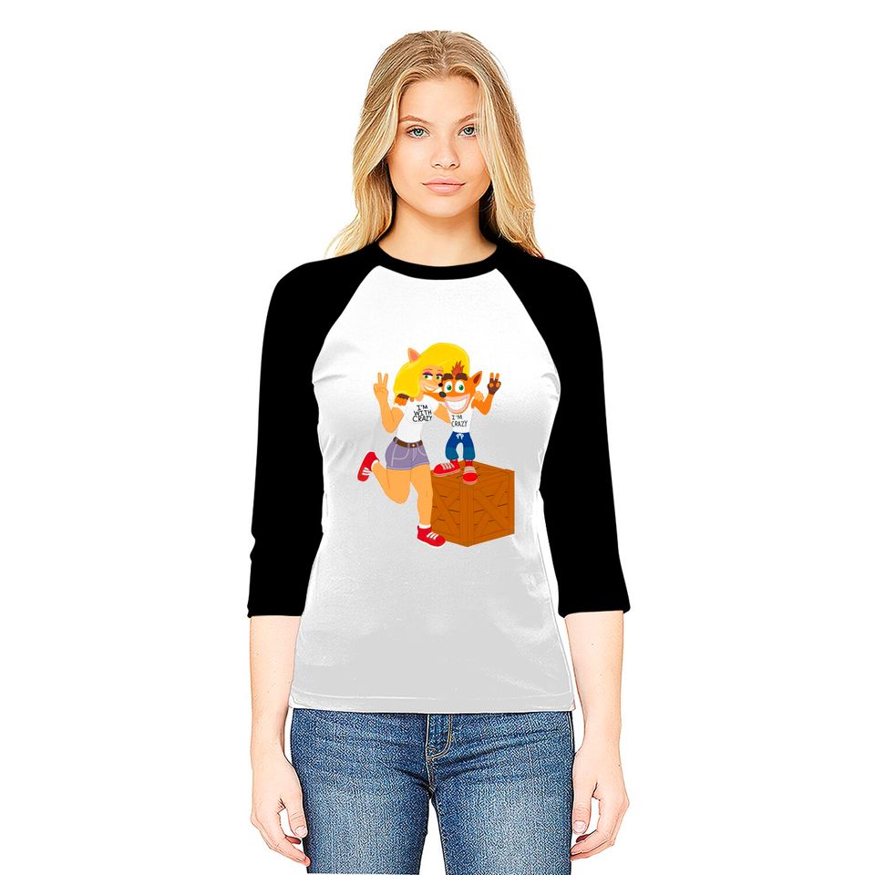 Crash and Tawna Together Again - Crash Bandicoot - Baseball Tees