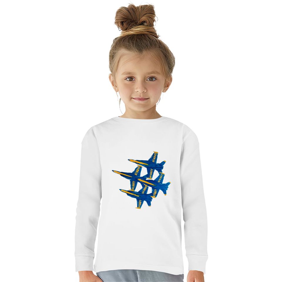 Navy Blue Angels - Navy -  Kids Long Sleeve T-Shirts