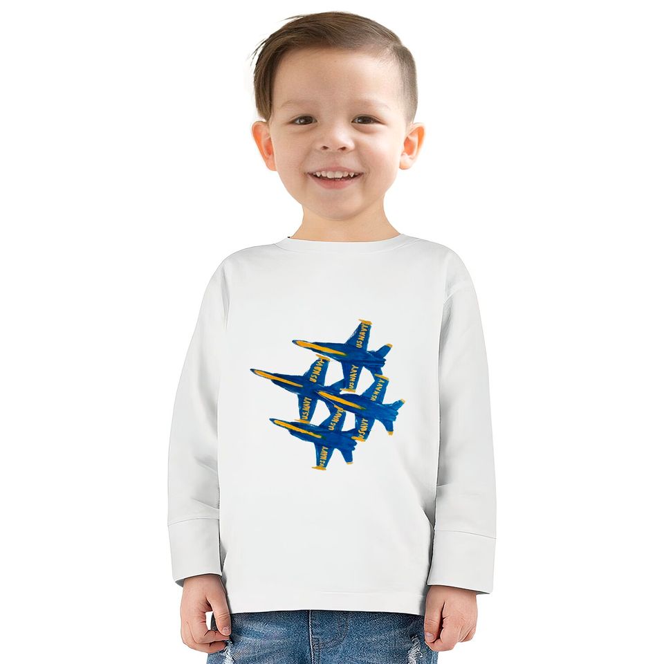 Navy Blue Angels - Navy -  Kids Long Sleeve T-Shirts