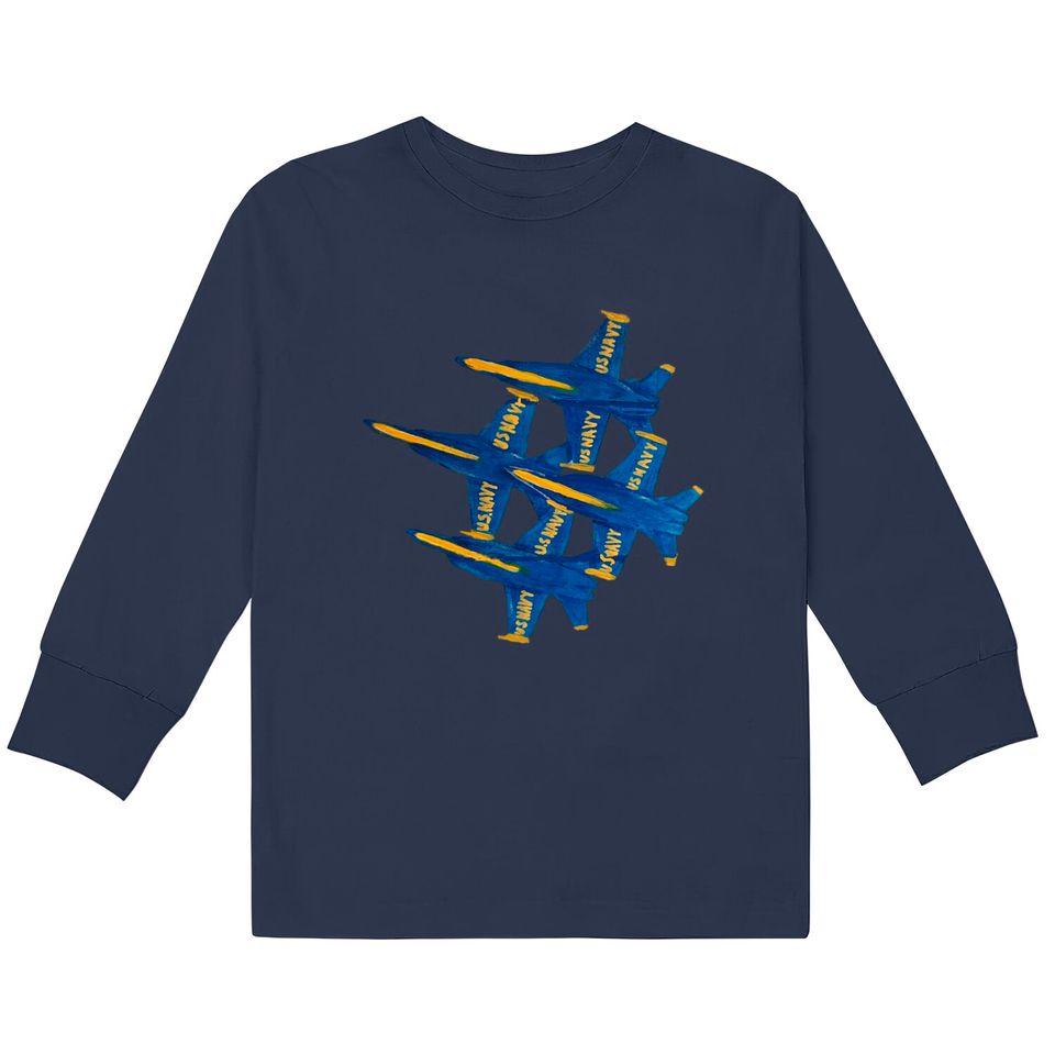 Navy Blue Angels - Navy -  Kids Long Sleeve T-Shirts