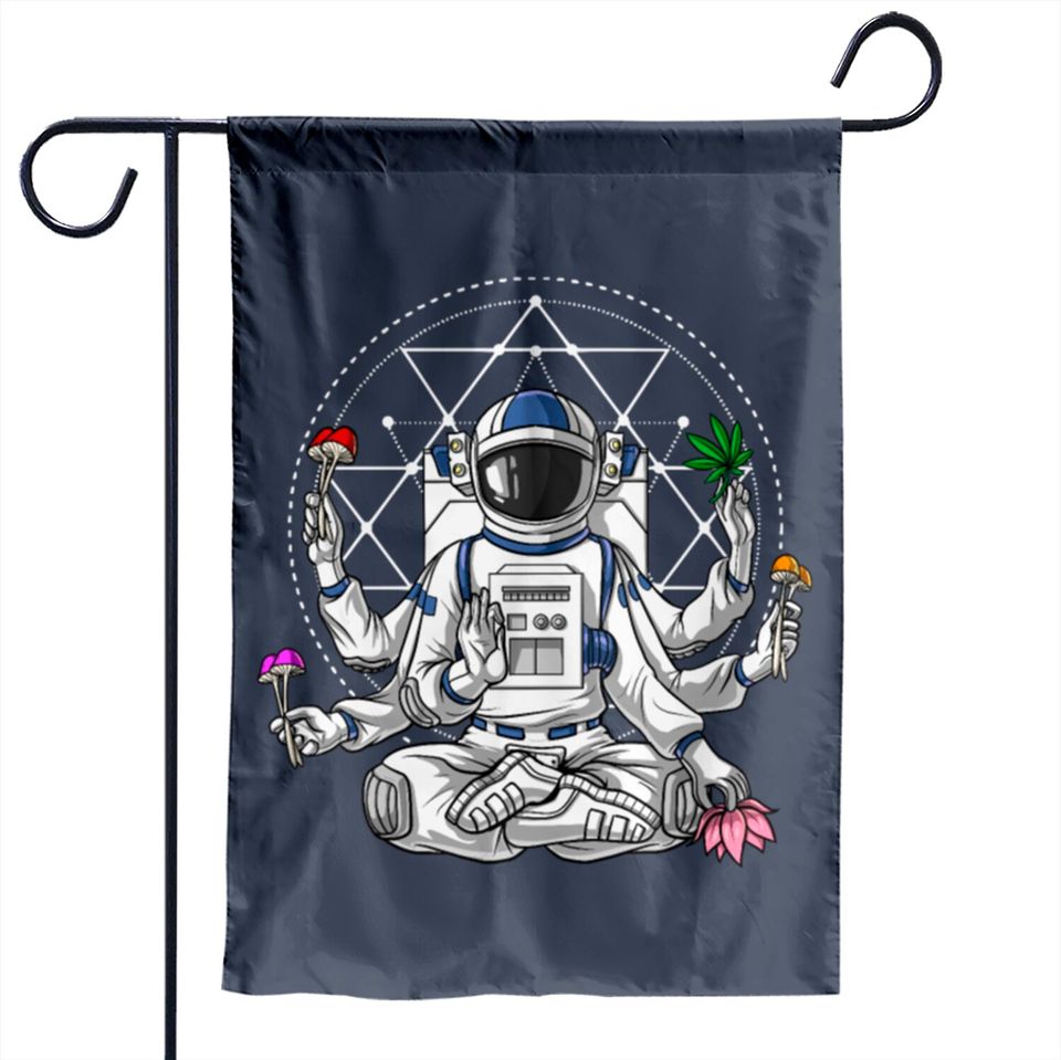 Astronaut Psychedelic Meditation Garden Flags