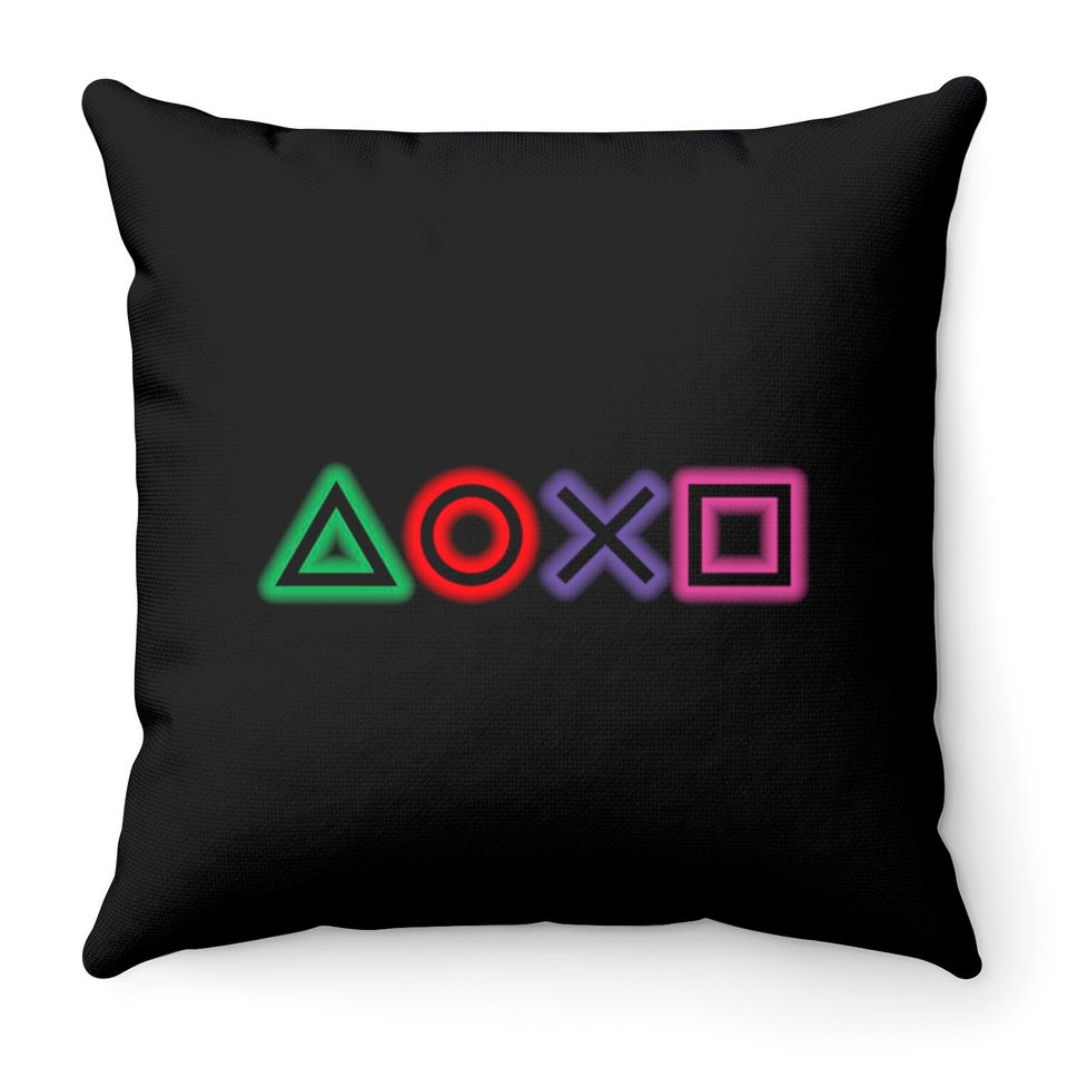 playstation buttons glow Throw Pillows