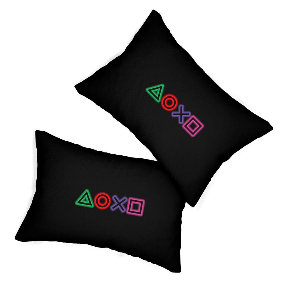 playstation buttons glow Lumbar Pillows