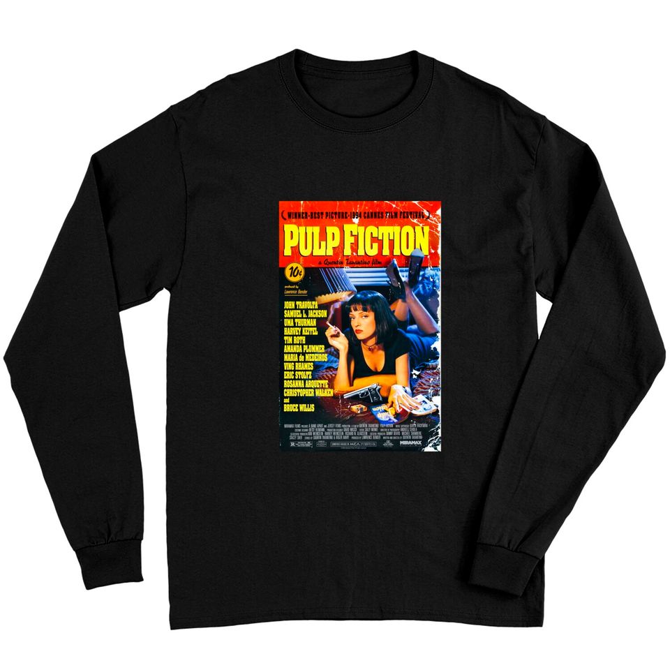 Pulp Fiction Long Sleeves Movie Poster Tarantino 90s Cult Film Cool Gift Tee
