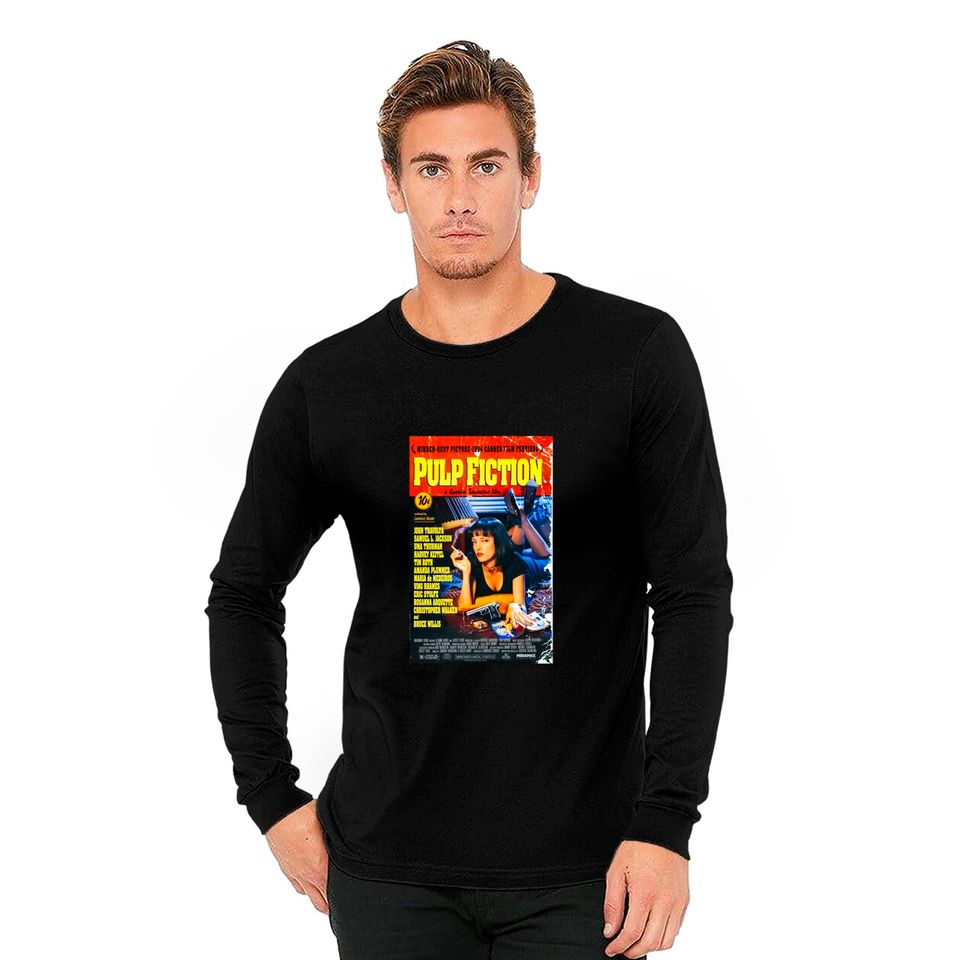 Pulp Fiction Long Sleeves Movie Poster Tarantino 90s Cult Film Cool Gift Tee