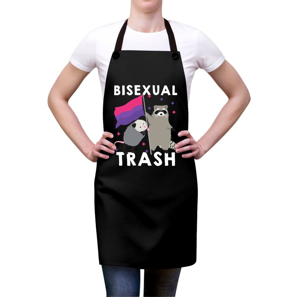 Bisexual Trash Gay Pride Rainbow LGBT Raccoon Aprons