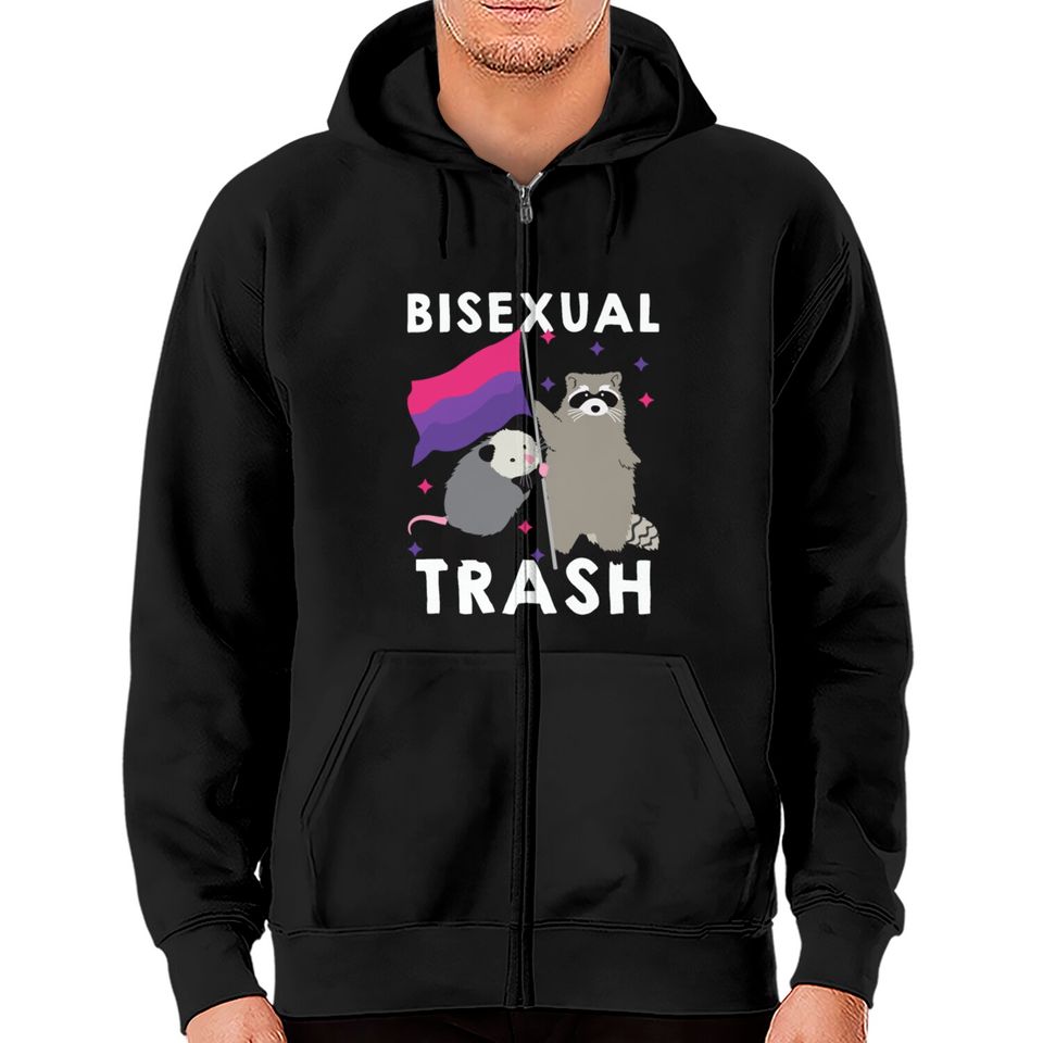 Bisexual Trash Gay Pride Rainbow LGBT Raccoon Zip Hoodies