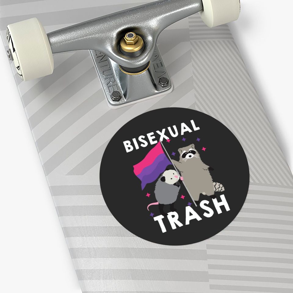 Bisexual Trash Gay Pride Rainbow LGBT Raccoon Stickers