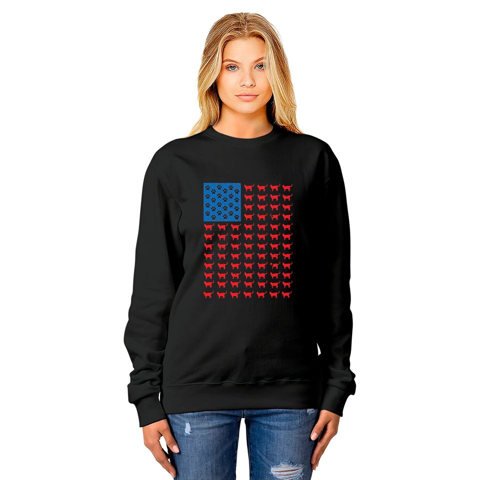 Distressed Patriotic Cat Shirt for Men Women and Kids Sweatshirts