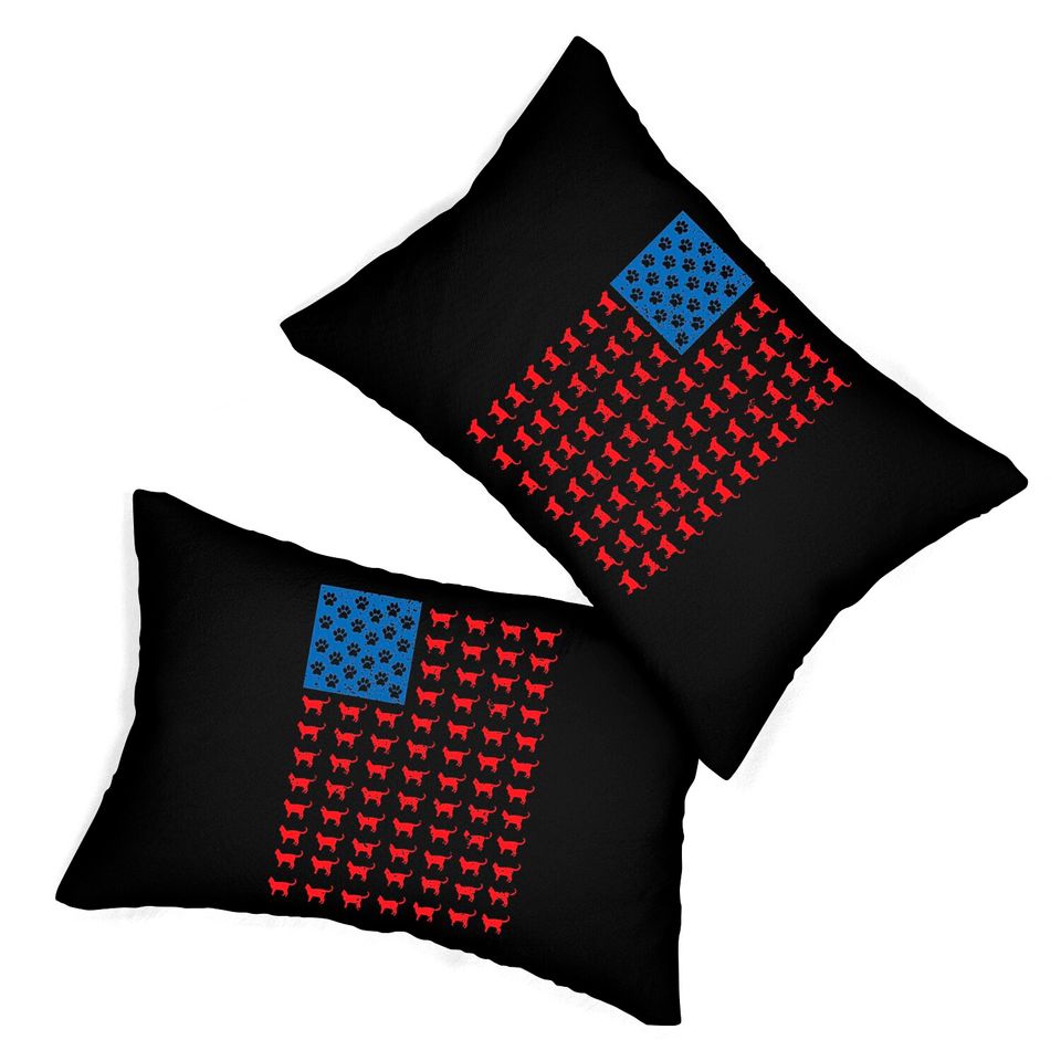 Distressed Patriotic Cat Lumbar Pillow for Men Women and Kids Lumbar Pillows
