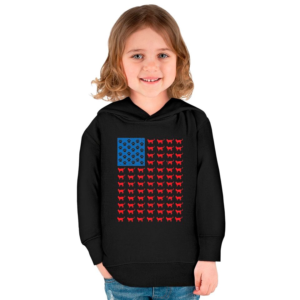 Distressed Patriotic Cat Shirt for Men Women and Kids Kids Pullover Hoodies