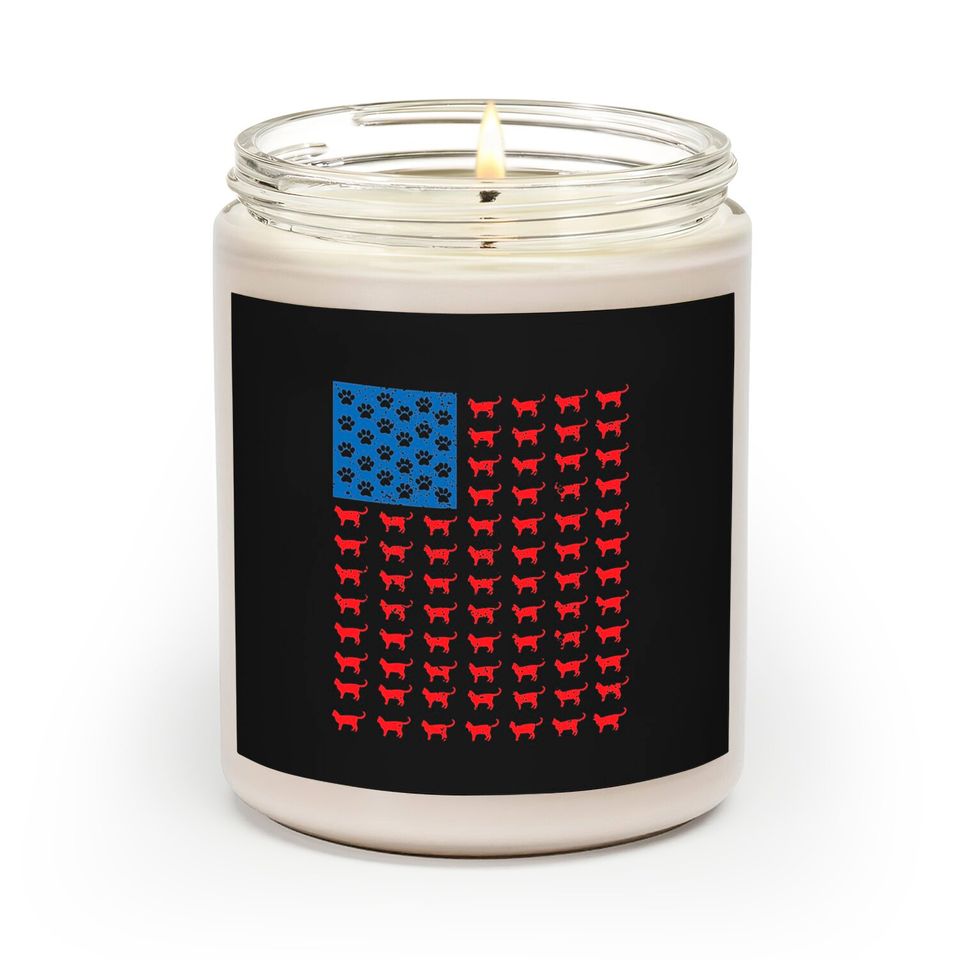 Distressed Patriotic Cat Scented Candle for Men Women and Kids Scented Candles