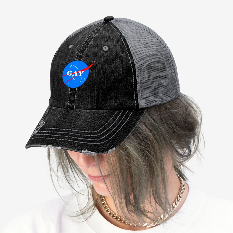 Gay NASA Logo Space Gay Geek Pride - Gay - Trucker Hats