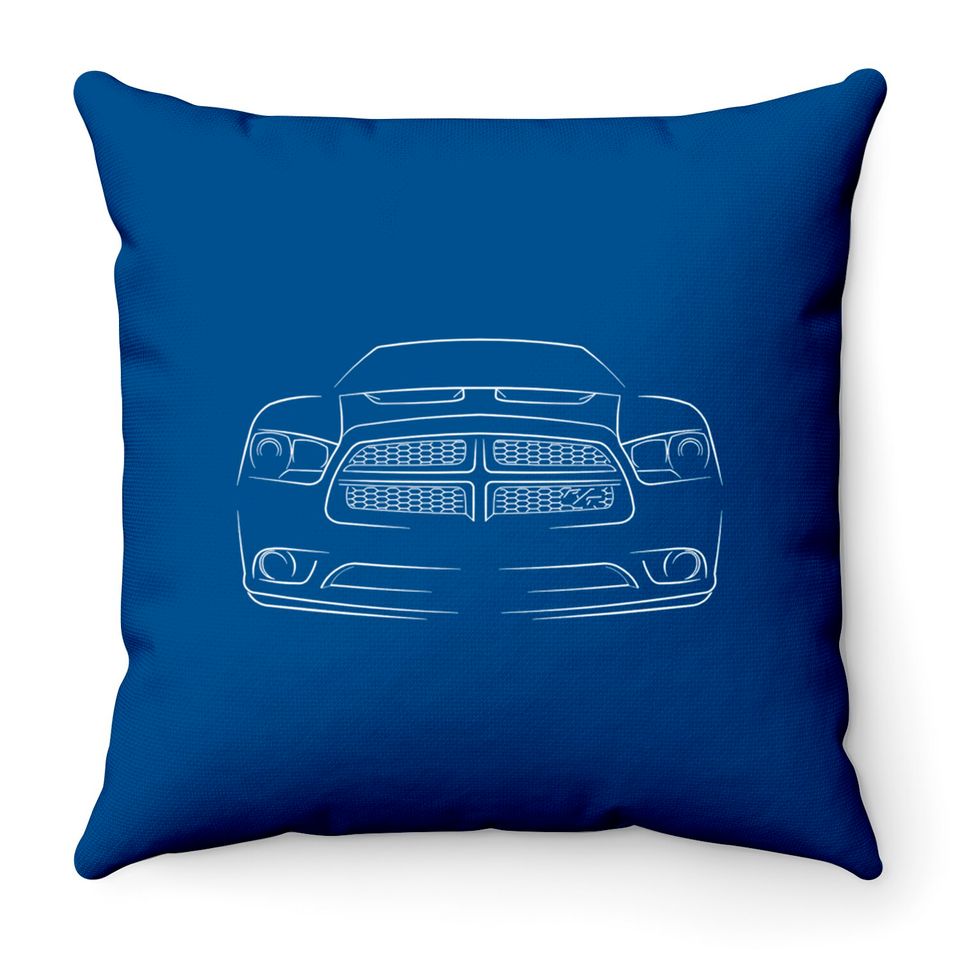 2013 Dodge Charger R/T - front Stencil, white - Charger - Throw Pillows