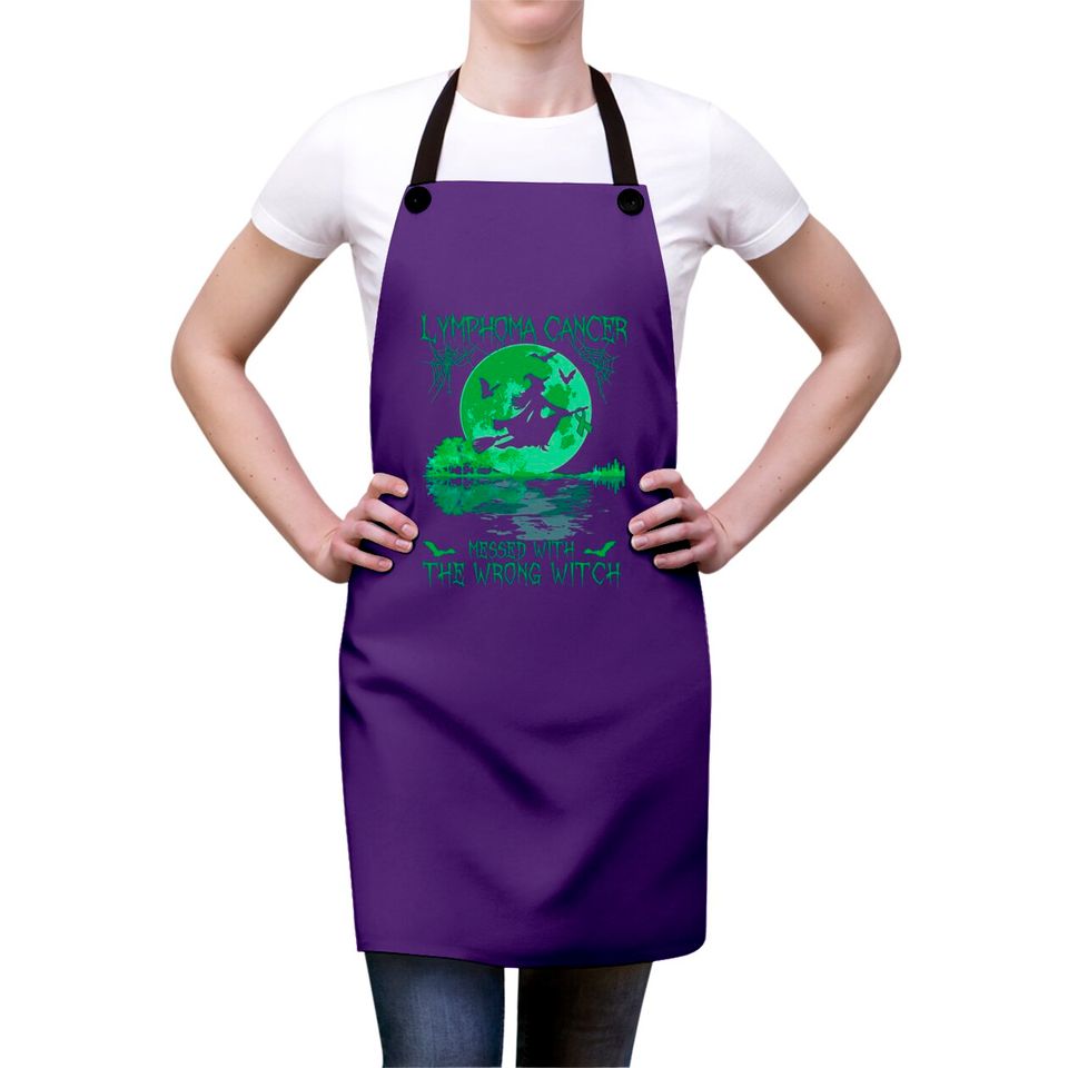 Lymphoma Cancer Messed With The Wrong Witch Lymphoma Awareness - Lymphoma Cancer - Aprons