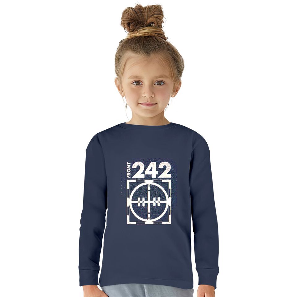 Front 242 †† Glitch 3D Logo Fanart Design - Front 242 -  Kids Long Sleeve T-Shirts