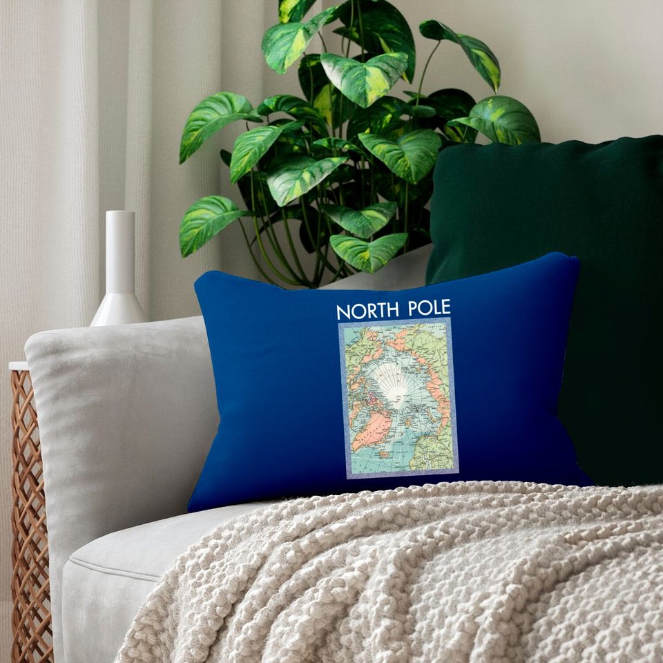 North Pole Vintage Map - North Pole - Lumbar Pillows