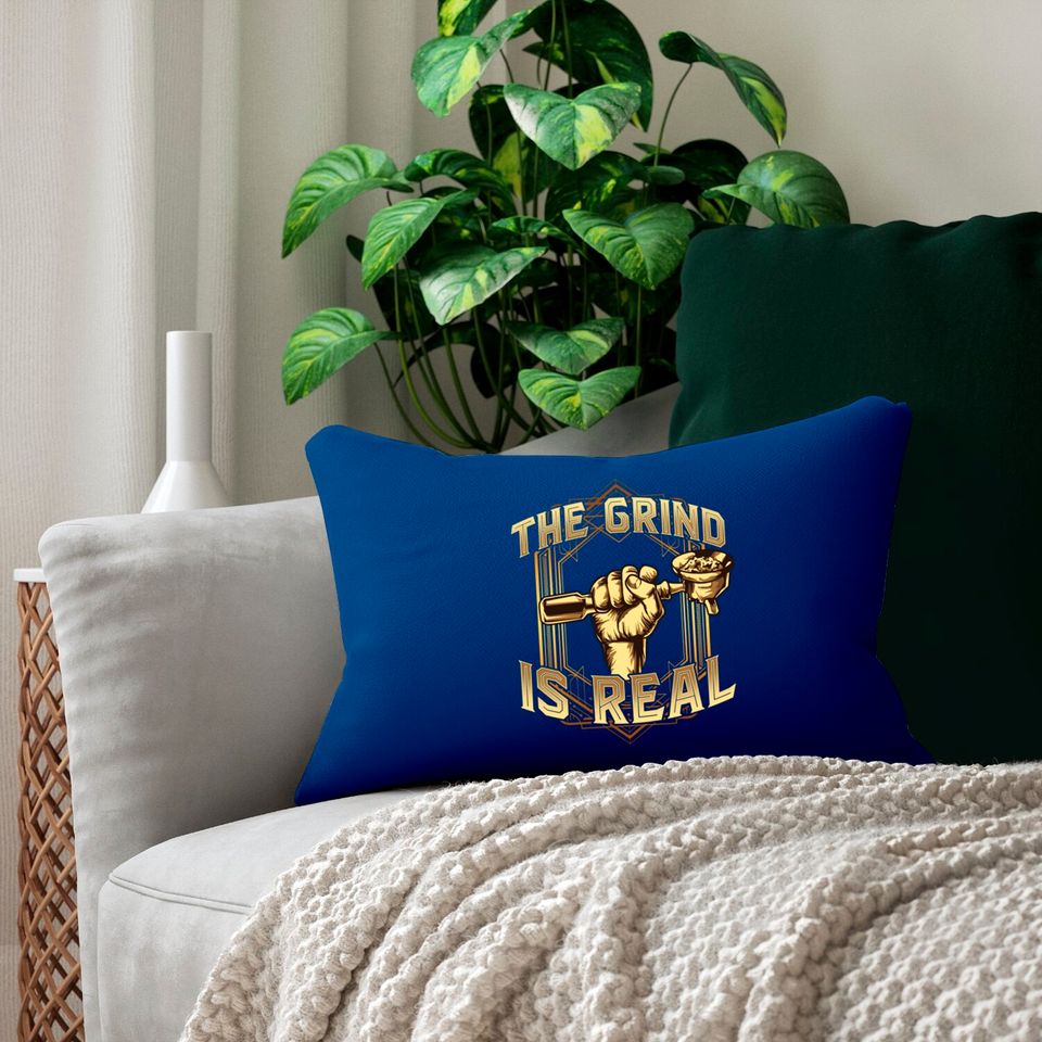 The Grind is Real Funny Baristar Coffee Bar Gift Coffeemaker - Barista - Lumbar Pillows