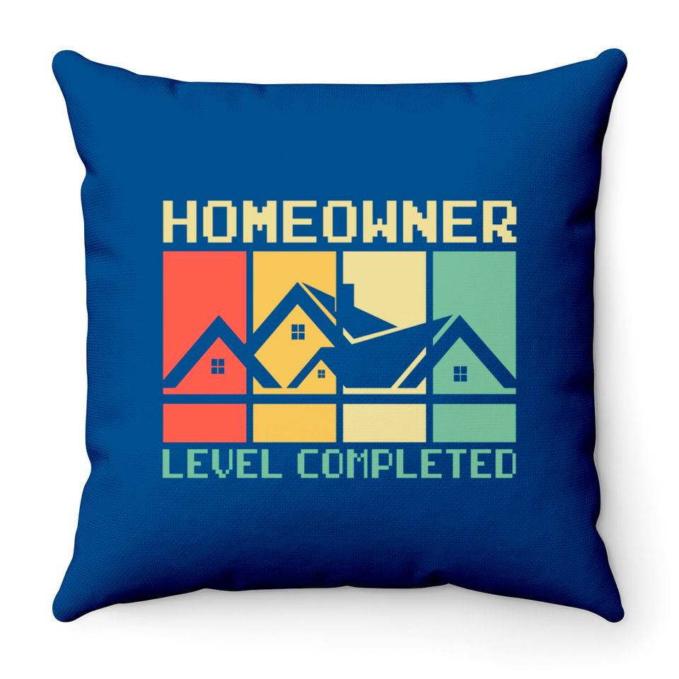 Funny Proud New House Homeowner Level Completed Housewarming - Homeowner - Throw Pillows