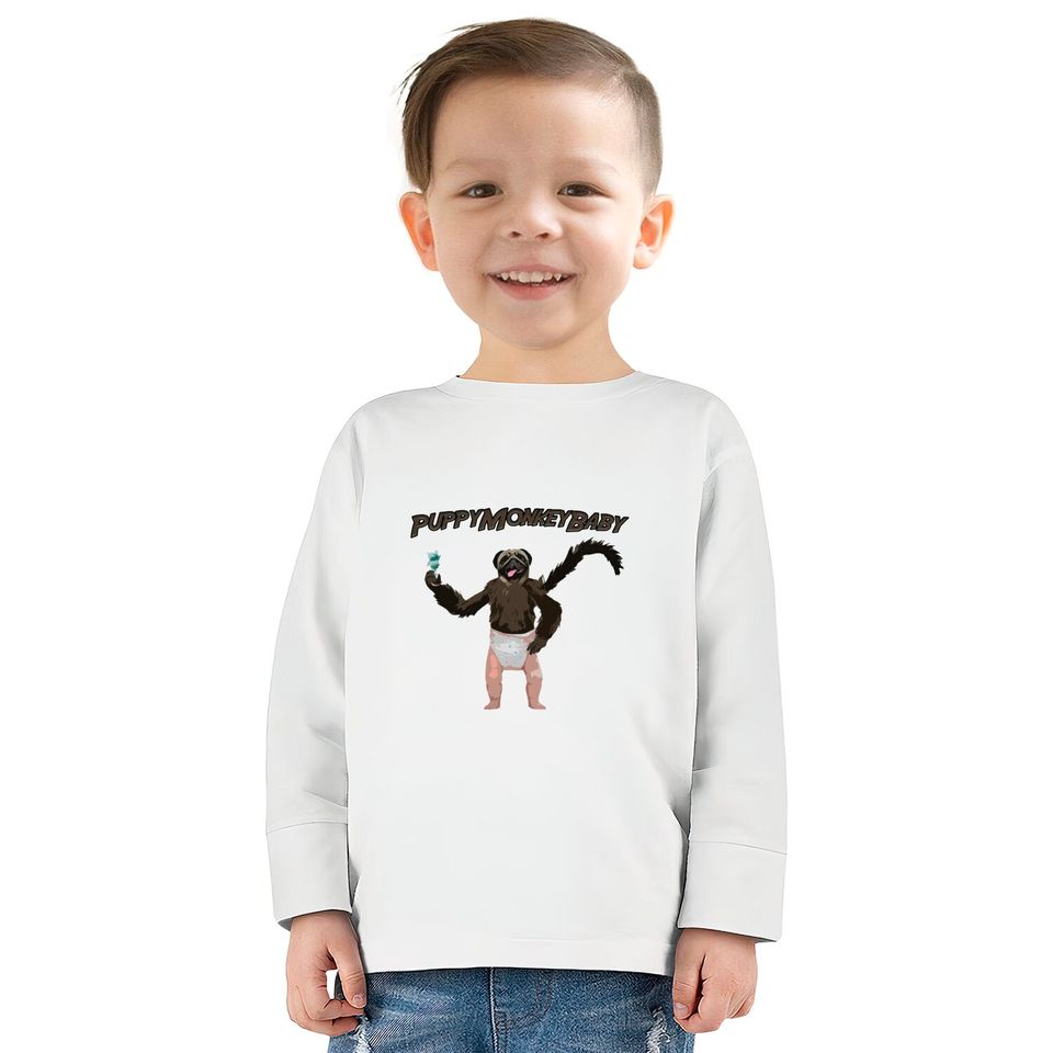 PuppyMonkeyBaby Puppy Monkey Baby Funny Commercial - Mountain Dew -  Kids Long Sleeve T-Shirts