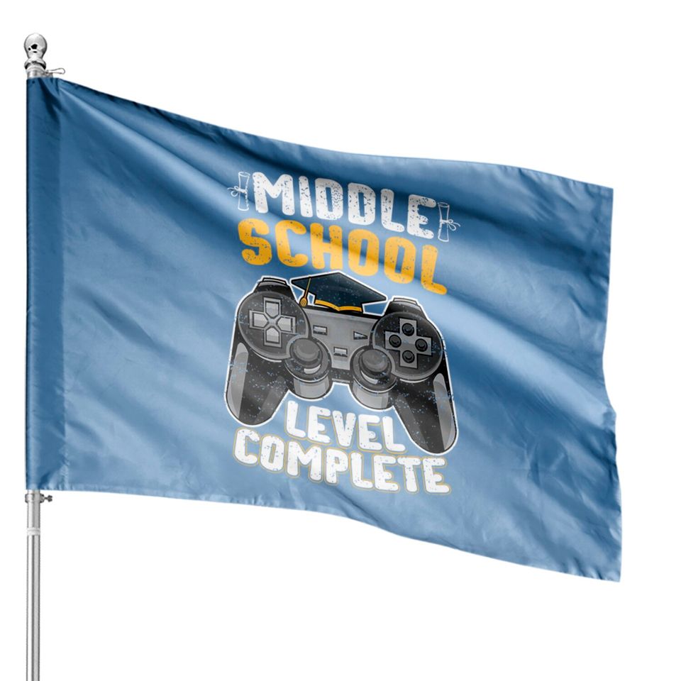 Middle School Level Complete Gamer Graduation - Middle School Level Complete - House Flags