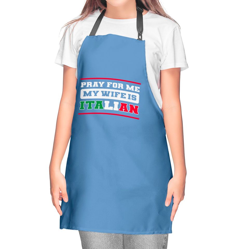 Funny Italian Wife Italy Flag Proud American Grown - Italian American - Kitchen Aprons