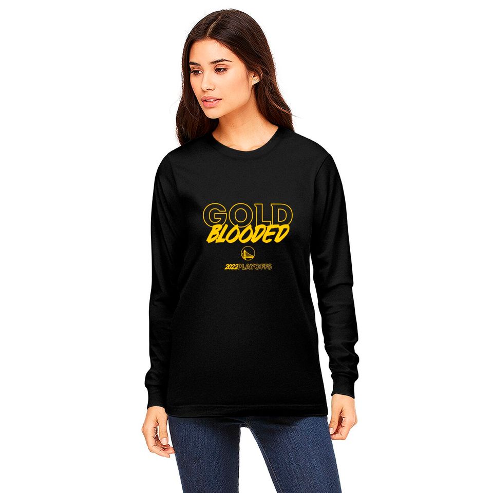 Gold Blooded Long Sleeves, Warriors Gold Blooded Long Sleeves, Gold Blooded 2022 Playoffs Long Sleeves, Gold Blooded 2022 Long Sleeves