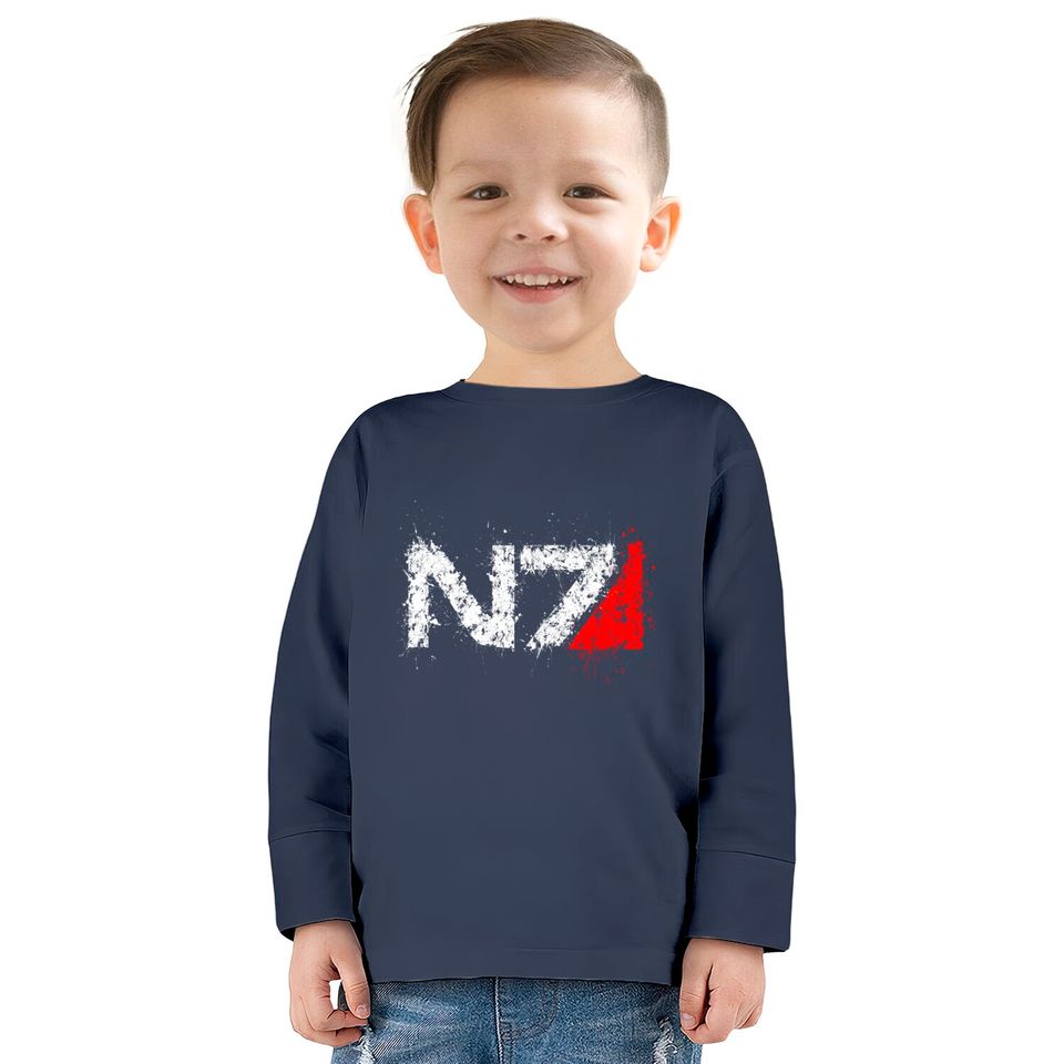 Mass Effect - N7 - Mass Effect -  Kids Long Sleeve T-Shirts