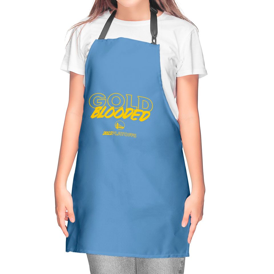Gold Blooded Kitchen Aprons, Warriors Gold Blooded Kitchen Aprons, Gold Blooded 2022 Playoffs Kitchen Aprons, Gold Blooded 2022 Kitchen Aprons