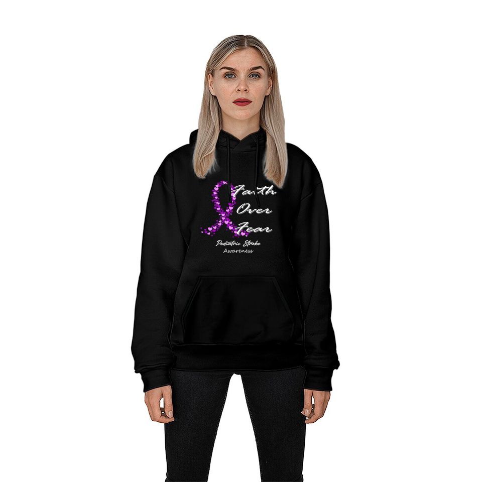Pediatric Stroke Awareness Faith Over Fear - In This Family We Fight Together - Pediatric Stroke Awareness - Hoodies