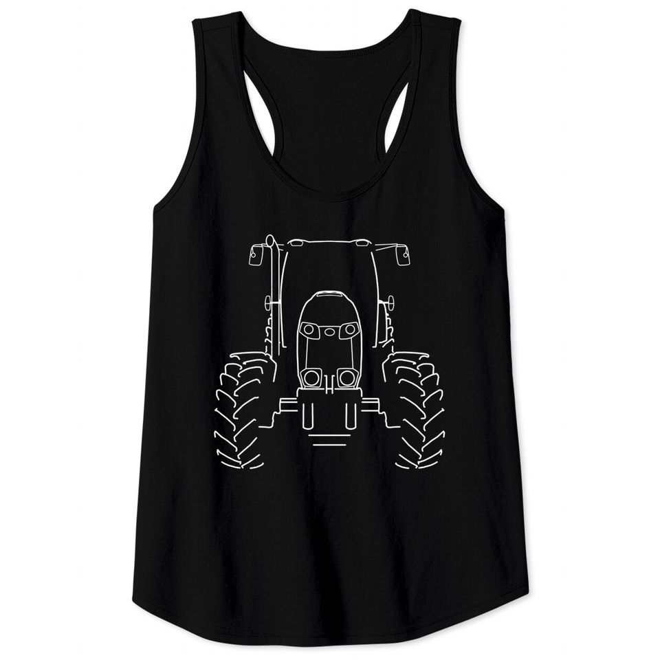 Farm tractor white outline graphic - Tractor - Tank Tops