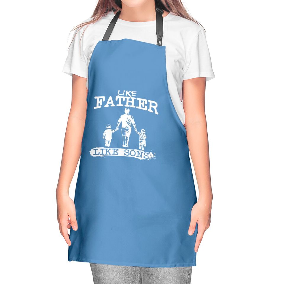 Like Father Like Sons Boy Dad Daddys Boy Gift Father's Day Men's Graphic Kitchen Aprons