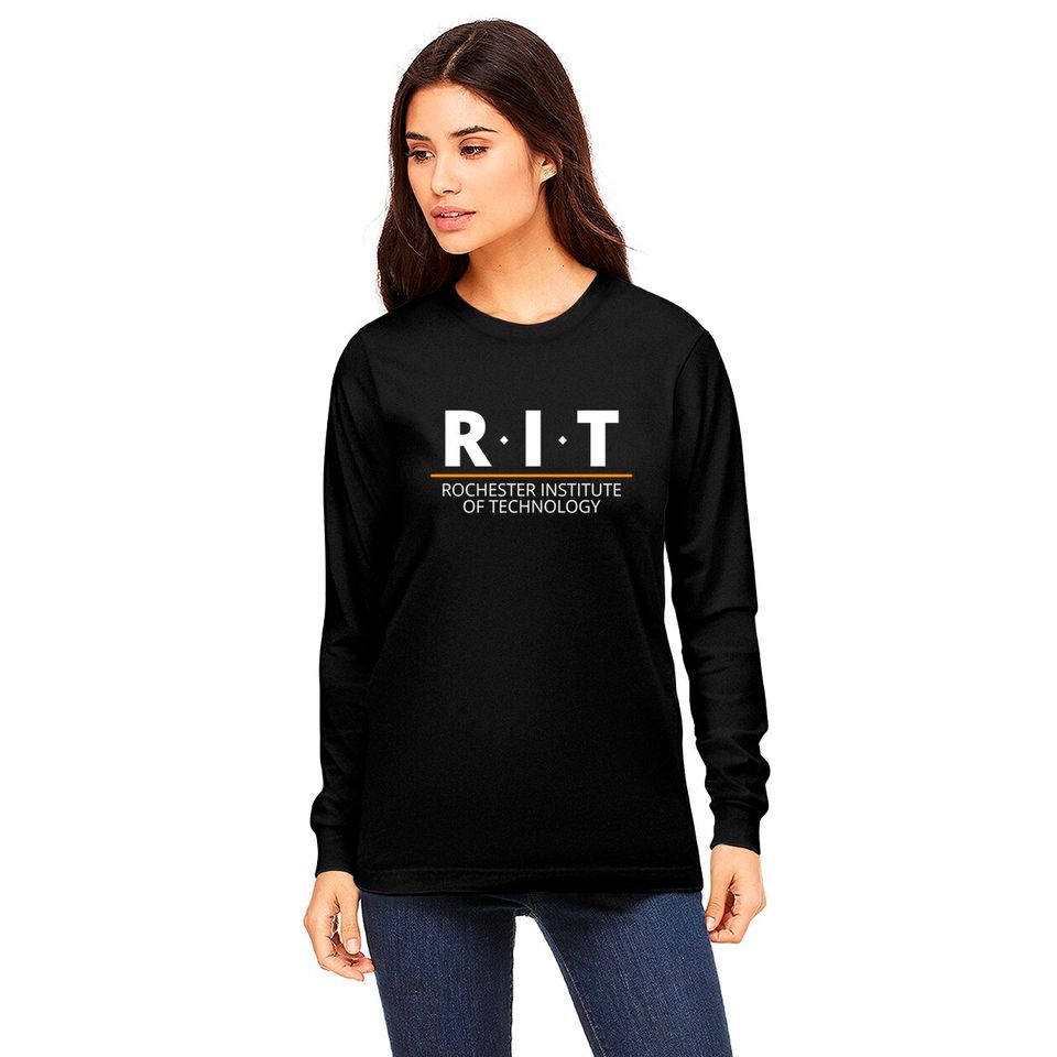 R.I.T | Rochester Institute of Technology (Dot, White, Orange Bar) - Rit - Long Sleeves